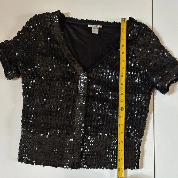 Cache Black Sequin V-Neck Sweater - Picture 7 of 8